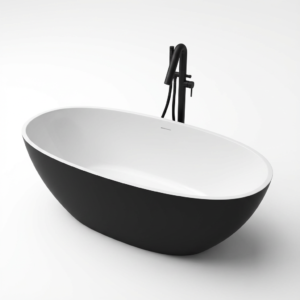 Freistehende Badewanne BURSZTEEN H-5 NERO 170x78x56 cm – schwarz mat weiß