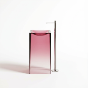 Freistehendes Waschbecken BURSZTEEN F6625 ROSE 45x45x85 cm – rosa gradient