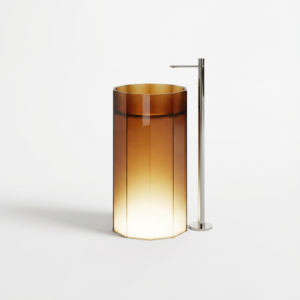 Freistehendes Waschbecken LUMINA AMBER 50x48x89 cm – bernsteinfarben transparent