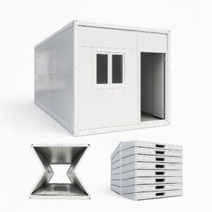 Faltcontainer – Sozial, Büro, Lager 14 m² – Weiß, mobil