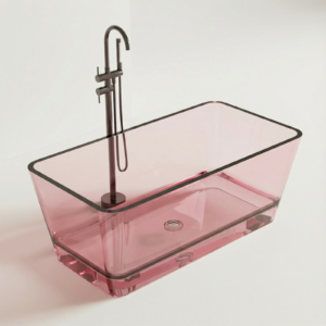 Freistehende Badewanne BURSZTEEN H-8801A 160x78x56 cm – rosa transparent