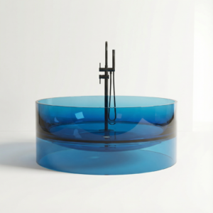 Freistehende Badewanne BURSZTEEN H-8818 Ø150x57 cm – blau gradient