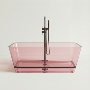Freistehende Badewanne BURSZTEEN H-8806 150x80x56 cm – rosa transparent