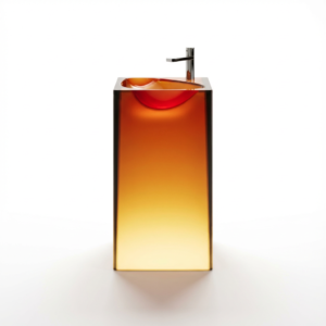 Freistehendes Waschbecken BURSZTEEN F6626 AMBER 50x45x85 cm – bernsteinfarben gradient