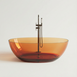 Freistehende Badewanne BURSZTEEN H-8801A 160x78x56 cm – Amber mit Farbverlauf