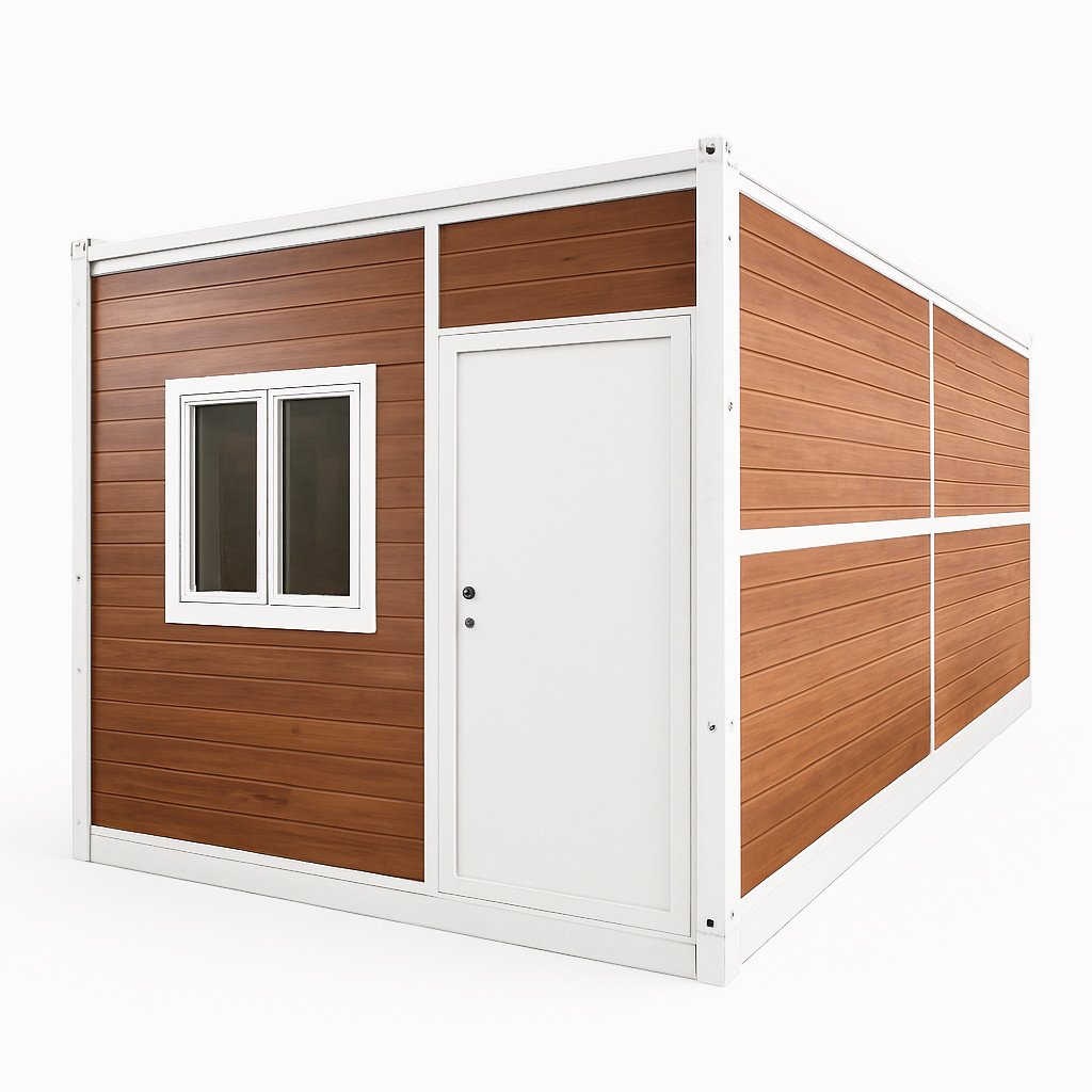 Kontener Składany – Socjalny, działkowy 14 m² – Wzór drewniany, mobilny