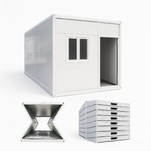 Conteneur pliable – Social, bureau, stockage 14 m² – Blanc, mobile