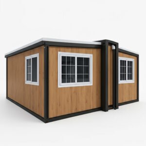 Conteneur pliable social / résidentiel T1 – Finition bois 25 m²