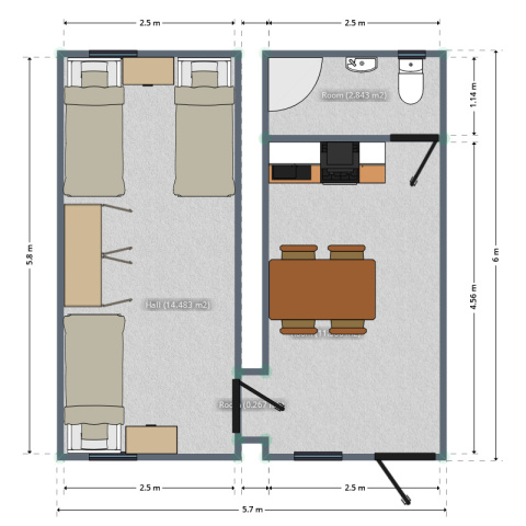 Kontener modułowy Seria X3 - Mieszkalny/socjalny - Dwa moduły 28m2