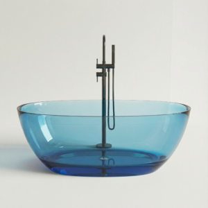 Wanna wolnostojąca BURSZTEEN H-8801B 160x78x56 cm - niebieska transparentna