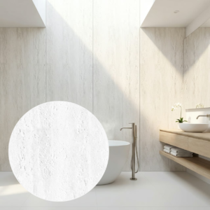 Płyta ścienna wzór trawertyn Pietra Mineral Bianco 2400x1200 mm - Kompozyt Kwarcowy