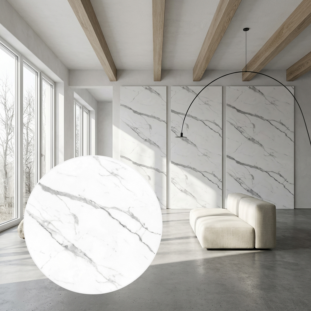 Panel węglowy ścienny Marmo Bianco Biały | Carbon Deco wodoodporny 2900×1220 mm | A972-1