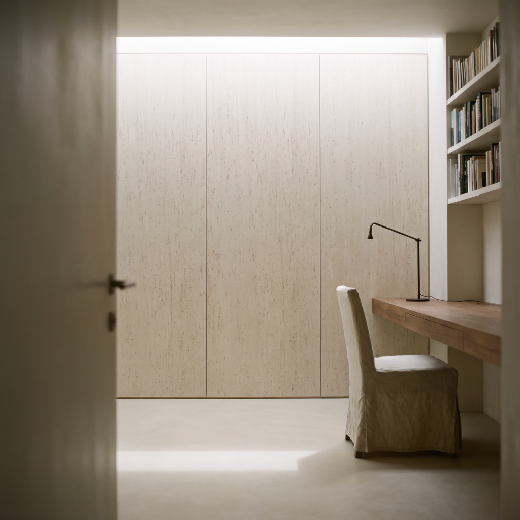 Roman Huge Travertine White Golden beżowy — gabinet