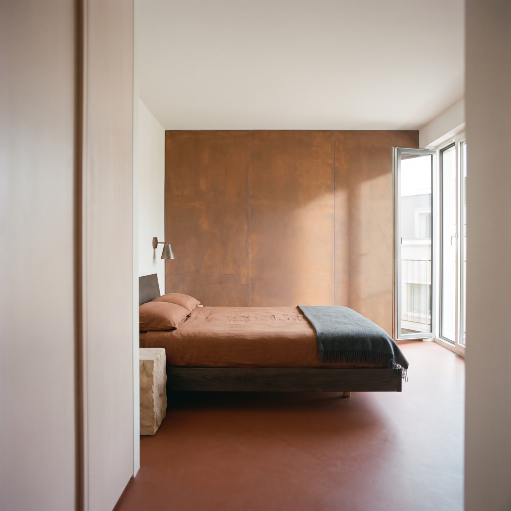 Rust Board Medium Plaid rdzawy — sypialnia