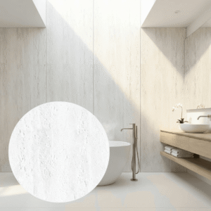 Panneau mural effet travertin Pietra Mineral Bianco 2400x1200 mm - Composite de quartz